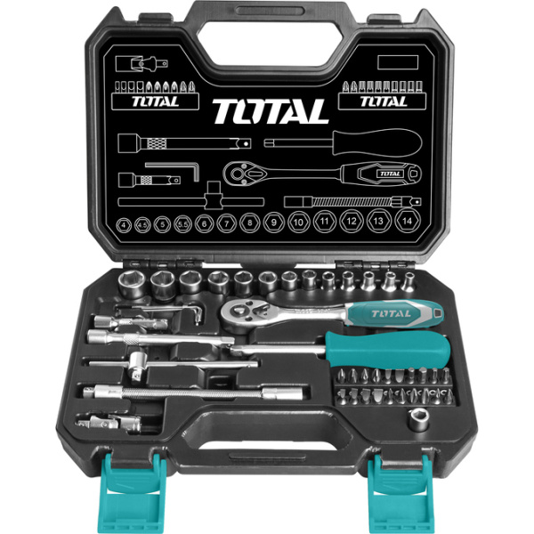 TOTAL THT141451 Ratchet Case Set 14 with Nuts 45 pcs.