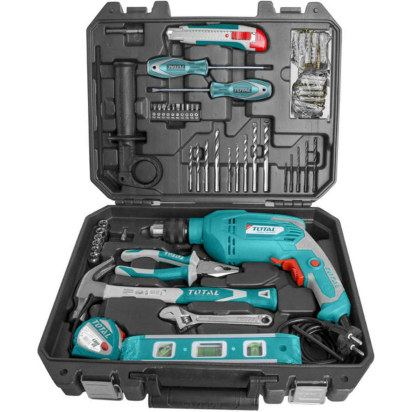 TOTAL 650W PERCUSSION DRILL SET WITH 101 PCS TOOLS THKTHP1012