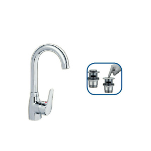 Viospiral Poem Αναμεικτική Μπαταρία Νιπτήρα Ψηλή Ασημί