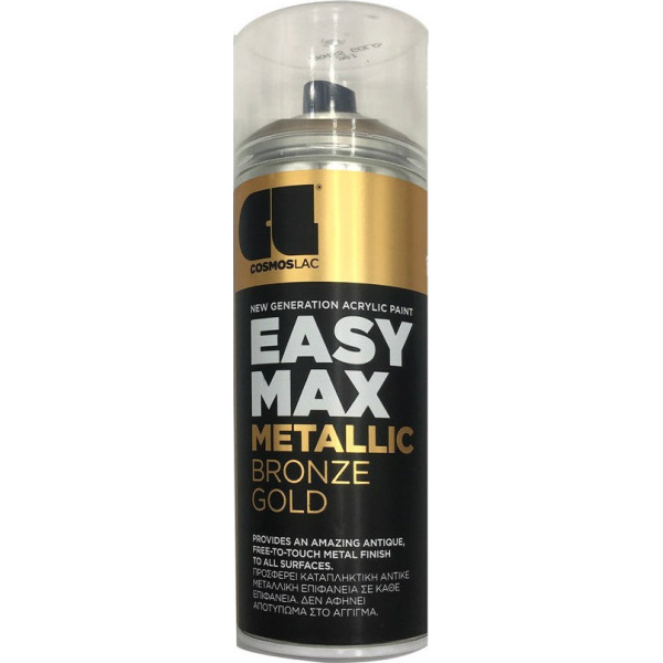 Cosmos Lac Spray Paint Easy Max Metallic Acrylic with Satin Effect Bronze Gold 400ml