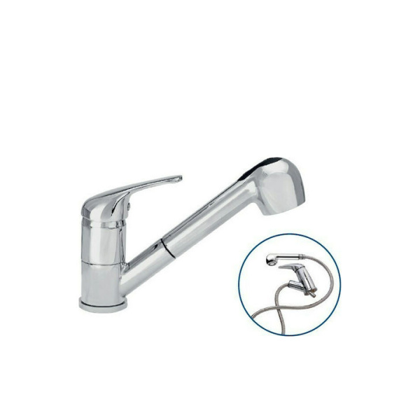 Viospiral Poem Countertop Kitchen Faucet with Shower and Spiral Silver