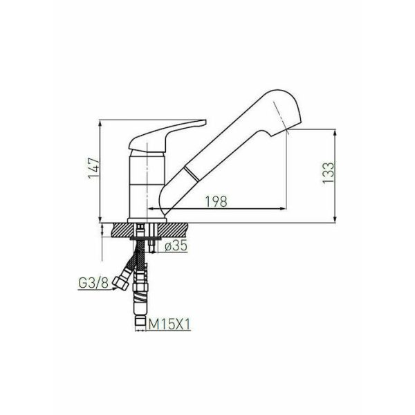 Viospiral Poem Tall Countertop Kitchen Faucet with Shower and Spiral Silver1