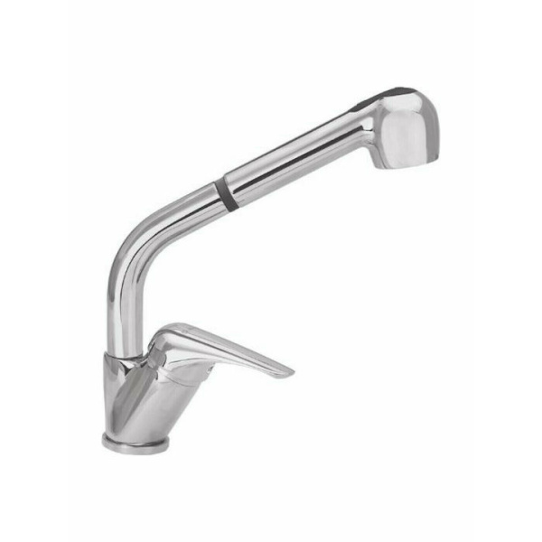 Viospiral Pull Out Elit Tall Countertop Kitchen Faucet with Shower and Spiral Silver