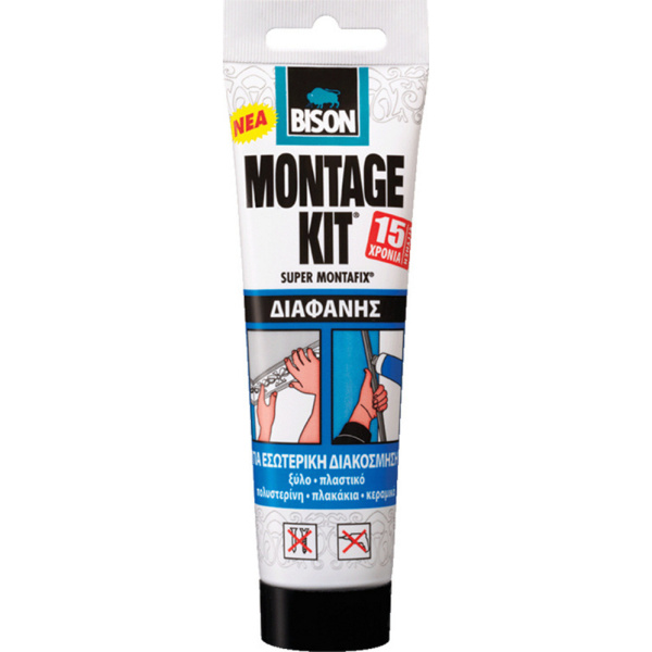 Bison Montage Kit Construction Adhesive transparent glue tube 150gr NL6303196