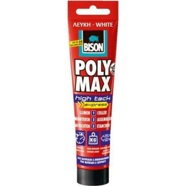 Bison Poly Max High Tack Express Σφραγιστική Σιλικόνη Αντιμουχλική Ξύλου Λευκή 165ml