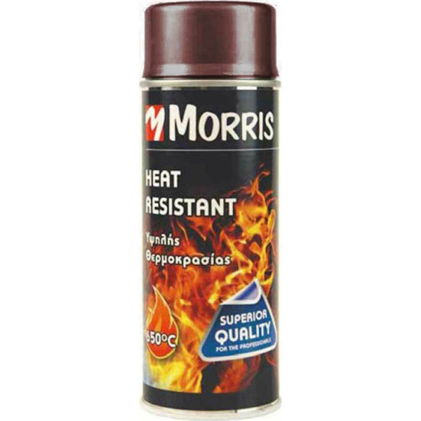 Morris Σπρέι Βαφής Heat Resistant Lacquer 800‎°C Υψηλής Θερμοκρασίας με Ματ Εφέ Καφέ 400ml