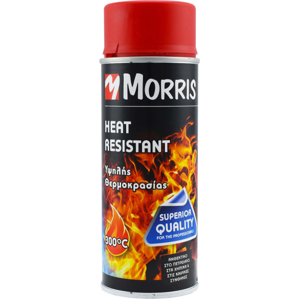 Morris Σπρέι Βαφής ‎ Heat Resistant Lacquer 300°C Υψηλής Θερμοκρασίας με Ματ Εφέ Κόκκινο 400ml