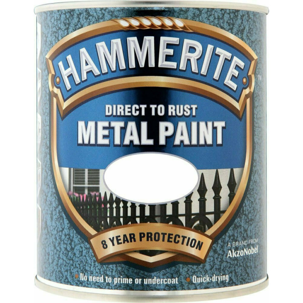 Hammerite Color Direct To Rust 0.75lt White Glossy