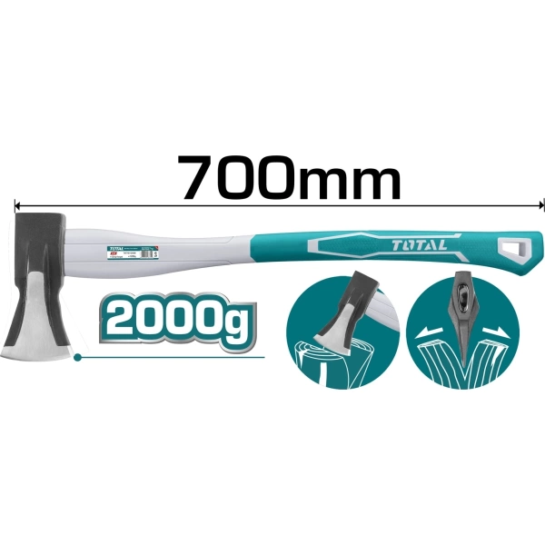 Total THT798026 Splitting Ax with Plastic Handle Length 70cm and Weight 2000gr