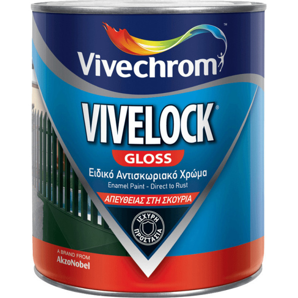 Vivechrom Αντισκωριακό Χρώμα Vivelock 0.75lt Λευκό Γυαλιστερό