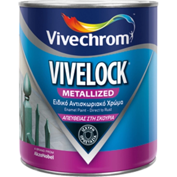 Vivechrom Αντισκωριακό Χρώμα Vivelock 0.75lt Μαύρο Μεταλιζέ