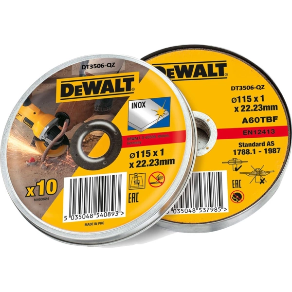 Dewalt Δίσκοι Κοπής Inox 115mm DT3506 10τμχ