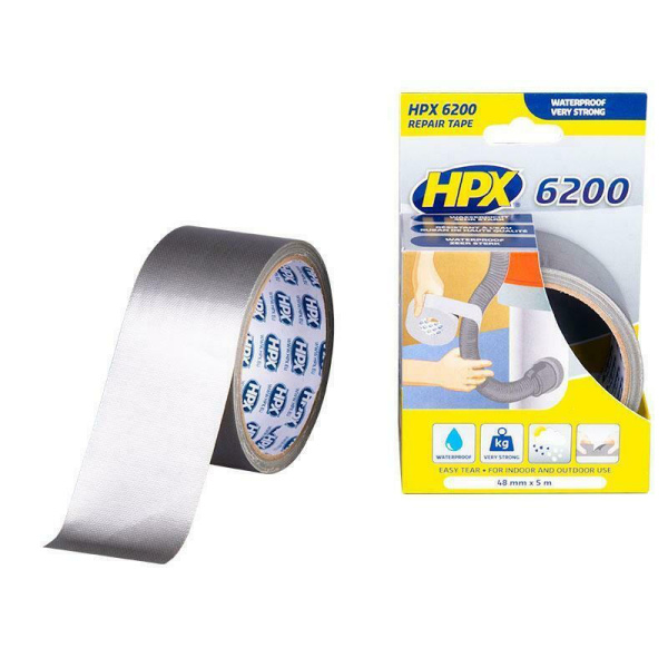 HPX 6200 Silver Αυτοκόλλητη Υφασμάτινη Ταινία Μαύρη 48mmx5m