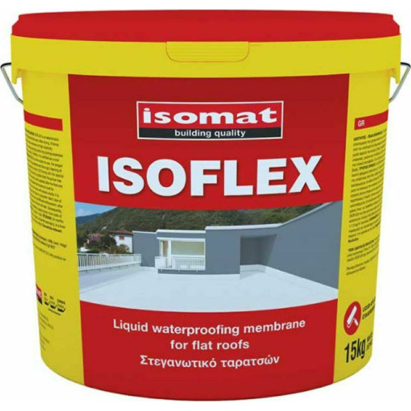 Isomat Isoflex Ελαστομερές Ακρυλικό Επαλειφόμενο Στεγανωτικό 5kg Κεραμιδί