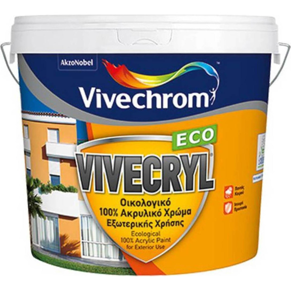 Vivechrom Vivecryl Eco Πλαστικό Χρώμα Ακρυλικό Οικολογικό για Εξωτερική Χρήση 3lt