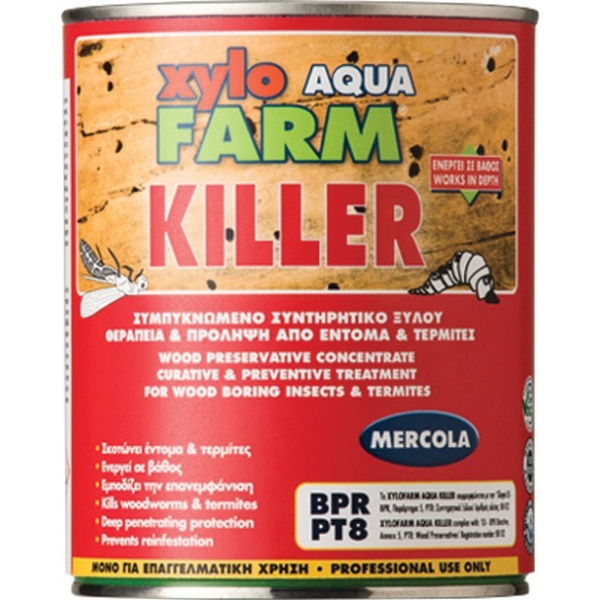 Mercola Xylofarm Aqua Killer Συντηρητικό Ξύλου Νερού Άχρωμο Ματ 2.5lt