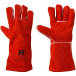 Ft Safety Βαμβακερά Γάντια Εργασίας Δερμάτινα Ηλεκτροσυγκολλητή Κόκκινα