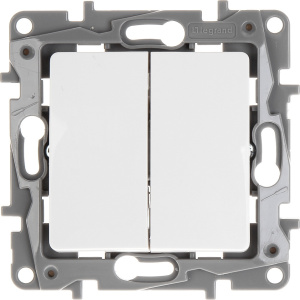 Legrand Niloe Χωνευτός Διακόπτης Τοίχου για Έλεγχο Φωτισμού χωρίς Πλαίσιο και Δύο Πλήκτρα Λευκός