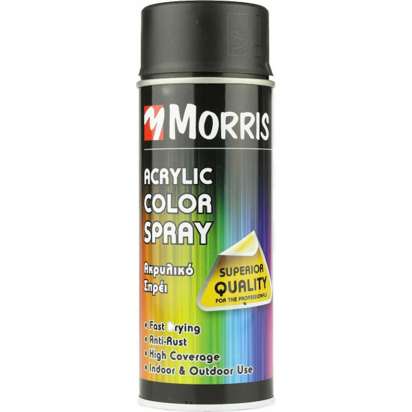 Morris Σπρέι Βαφής Mat Acrylic με Ματ Εφέ Jet Black RAL 9005 400ml