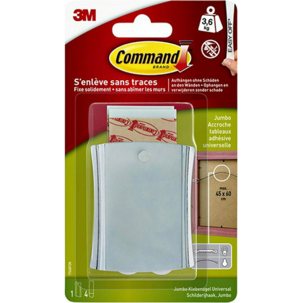 3M Command Sticky Nail Wire Back Hanger 17048 Γαντζάκι Κάδρου με Αυτοκόλλητο Πλαστικό Ασημί