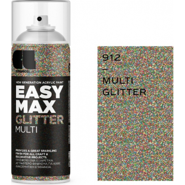 Cosmos Lac Σπρέι Βαφής Easy Max Ακρυλικό με Glitter Εφέ Multi 400ml