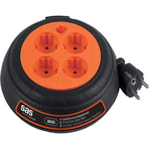 SAS Μπαλαντέζα Καρούλι Κλειστού Τύπου 4 Θέσεων με Καλώδιο 3m Διατομής 3x1.5mm² Μαύρη 100 12 018