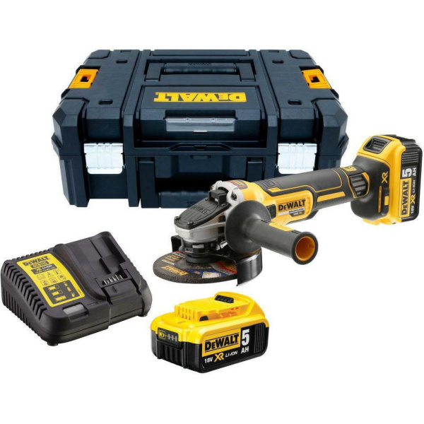 Dewalt Γωνιακός Τροχός Μπαταρίας 125mm 18V XR Brushless DCG405P2 Με 2x5Ah Και Βαλίτσα T STAK