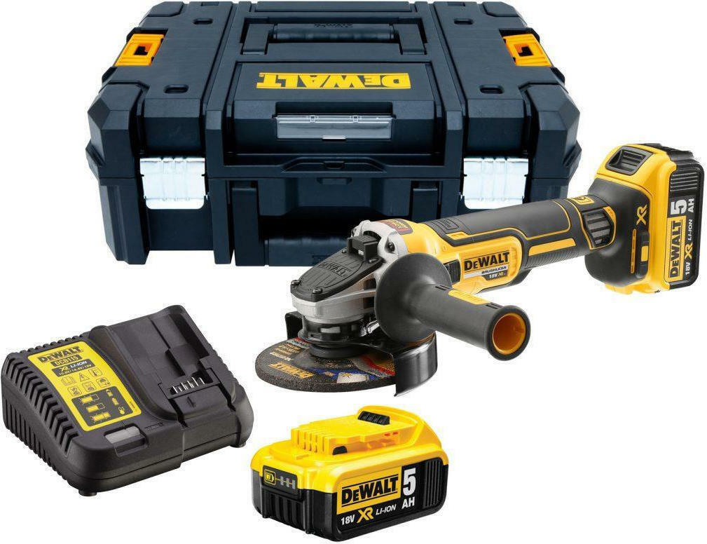 Dewalt Γωνιακός Τροχός Μπαταρίας 125mm 18V XR Brushless DCG405P2 Με 2x5Ah Και Βαλίτσα T STAK