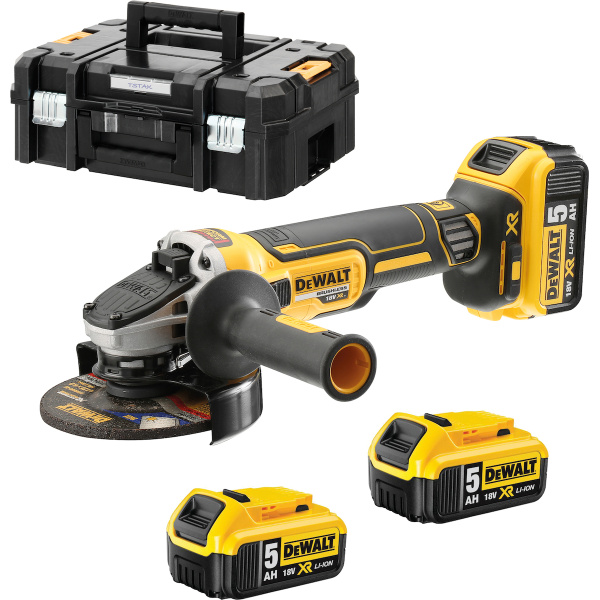 Dewalt Γωνιακός Τροχός Μπαταρίας 125mm 18V XR Brushless DCG405P3 Με 3x5Ah Και Βαλίτσα T STAK