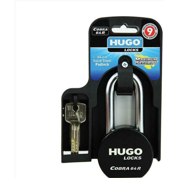 Hugo Locks Cobra 64R Line Ατσάλινο Μασίφ Μακρύλαιμο Λουκέτο Υπερασφαλείας Με 3 Κλειδιά 60149