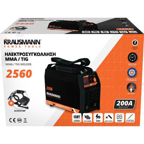 Krausmann Ηλεκτροκόλληση Inverter 200A max TIG Ηλεκτροδίου MMA 2560 3