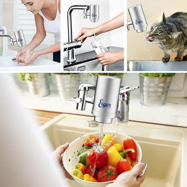 Eiger Faucet Mount Ανοξείδωτη Συσκευή Φίλτρου Νερού Βρύσης Με Φίλτρο 0.5 μm EG FF 01 3