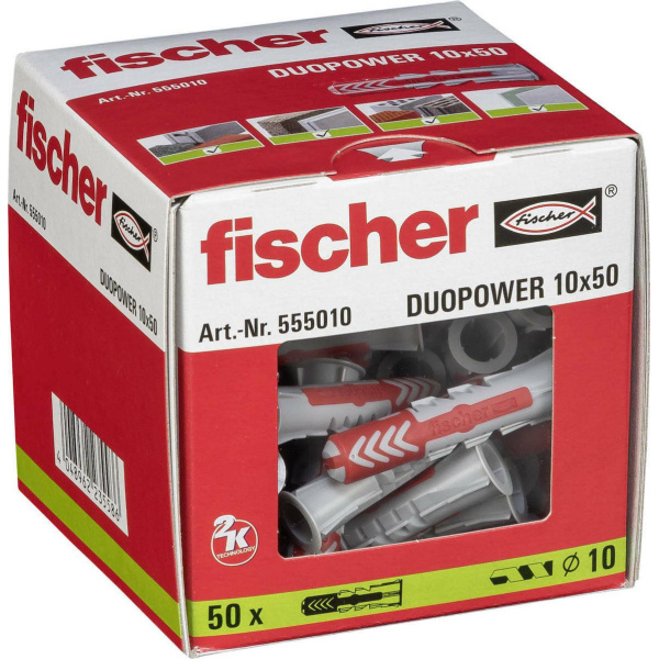 Fischer Βύσμα Πλαστικό Duopower 10x50mm Ούπα Πλαστικό 555010 100τμχ 3