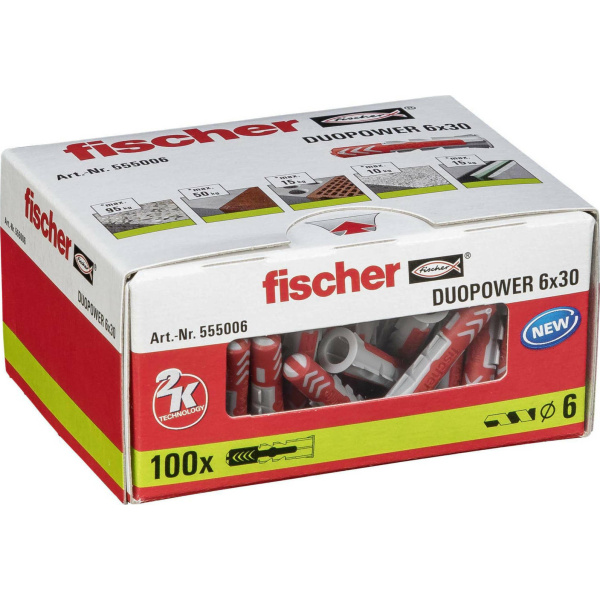 Fischer Βύσμα Πλαστικό Duopower 6x30mm Ούπα Πλαστικό 555006 100τμχ 2