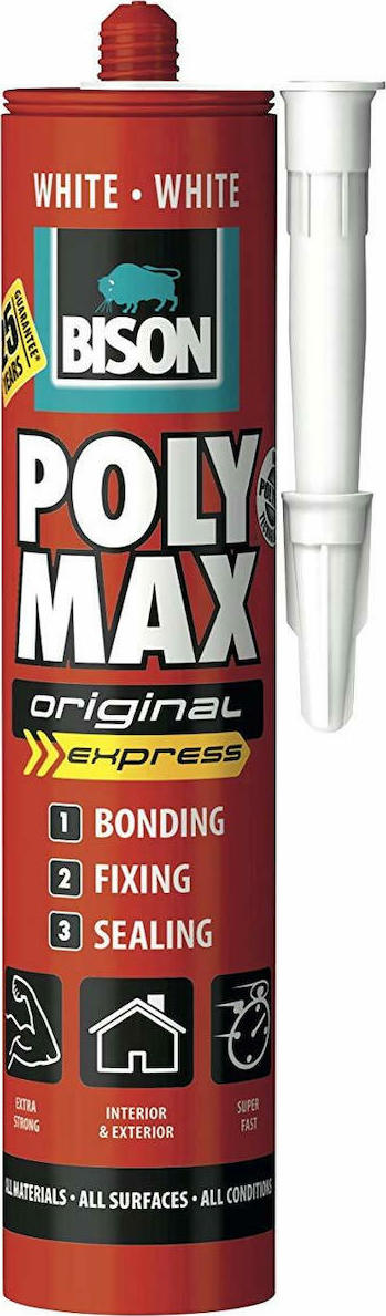 Bison Poly Max Original Express Σφραγιστική Και Συγκολλητική Σιλικόνη Λευκή 280ml 22628