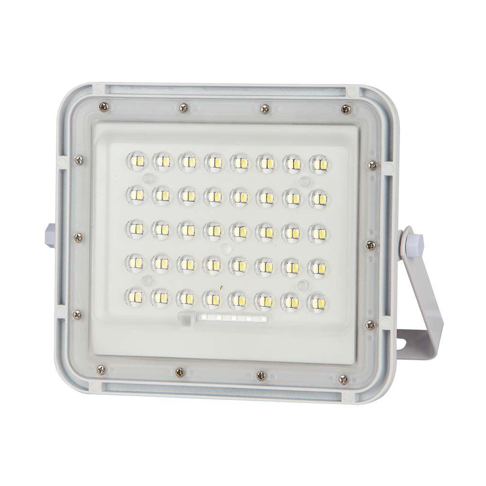 V TAC Ηλιακός Προβολέας LED 10W 800lm IP65 με Χειριστήριο & Ένδειξη Μπαταρίας Άσπρο Σώμα Ψυχρό Λευκό 7841