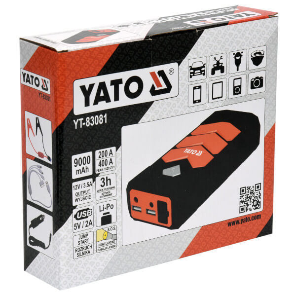 Yato Εκκινητής Μπαταρίας Αυτοκινήτου Starter Power Bank 9000mAh YT 83081