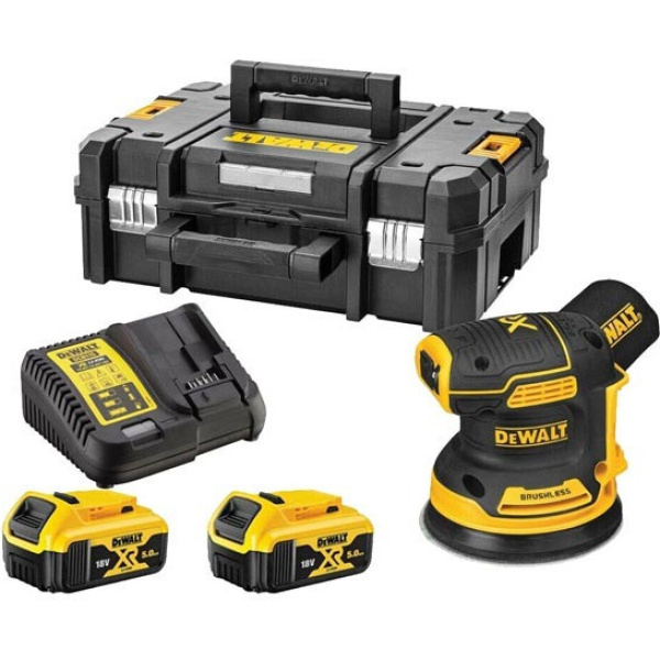 Dewalt Έκκεντρο Τριβείο 125mm Μπαταρίας 2x5Ah 18V με Ρύθμιση Ταχύτητας Σε Βαλίτσα TSTAK DCW210P2