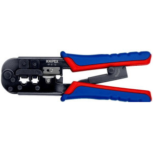 Knipex Πρέσα Ακροδεκτών Δικτύου RJ12, RJ11, RJ45 με Απογυμνωτή & Μηχανισμό Καστάνιας 190mm 975110